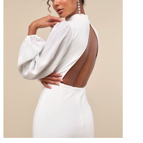 Lulus Exceptionally Flirty White Long Sleeve Backless Mini Dress Size XS NWOT - Picture 4 of 12